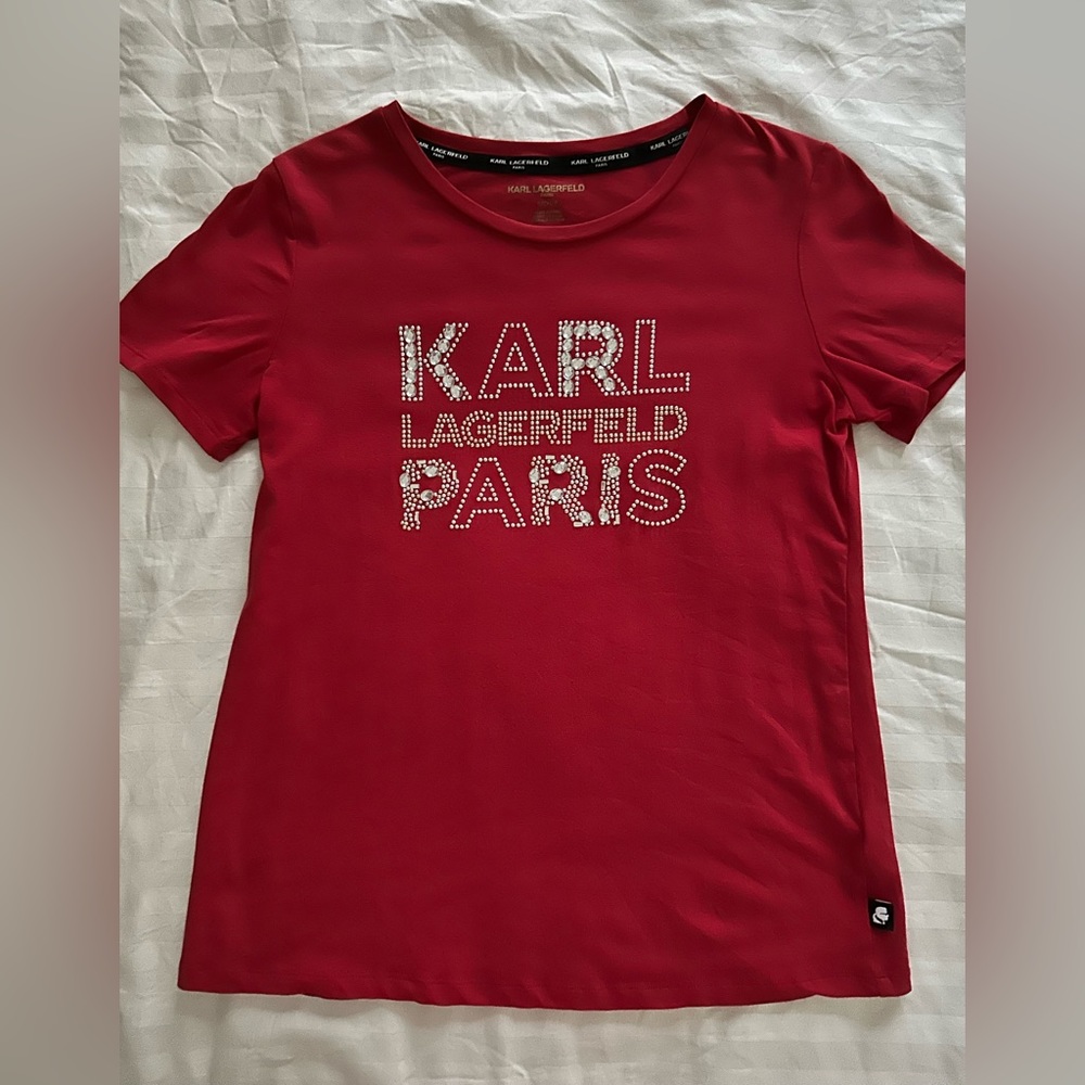 Karl Lagerfeld Rhinestone Embellished T-shirt